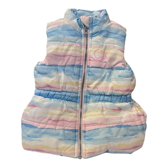 Calvin Klein Vest Kids Size 2T Rainbow‎ Puffer Vest Sleeveless Zip Spring - Picture 1 of 3